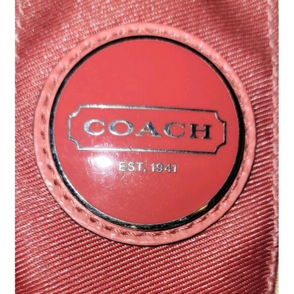 Coach F13533 CarryAll Tan Signature C Pink Trim 3 Section Kisslock Center - Picture 6 of 16